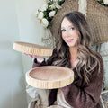 Fluted Wooden Display Trays, Set of Two