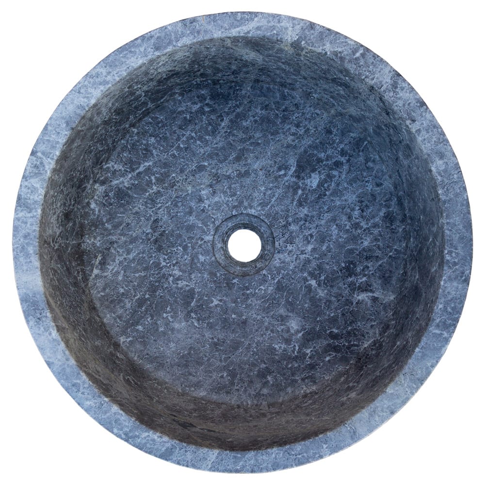 Natural Stone Tundra Grey Marble Vessel Sink Polished D: 16" H: 6.5"