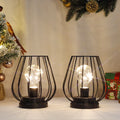 7''Tall  Set of 2 Metal Battery Operated Lamp  (Black)